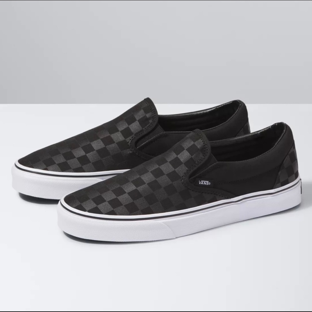 Black Checkered Slip On Vans